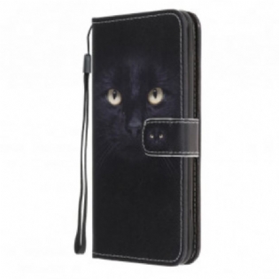 Flip Cover Samsung Galaxy A22 5G Med Snor Strappy Black Cat Eyes