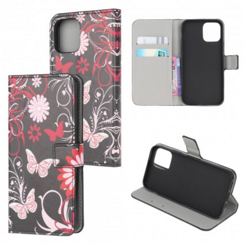 Flip Cover Samsung Galaxy A22 5G Sommerfugle Og Blomster