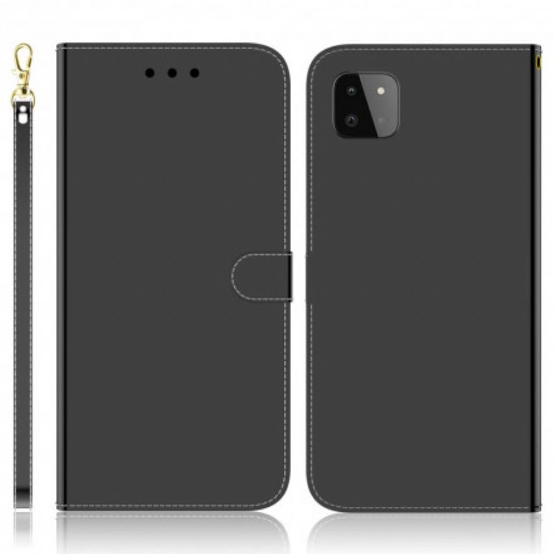 Flip Cover Samsung Galaxy A22 5G Spejlcover I Imiteret Læder