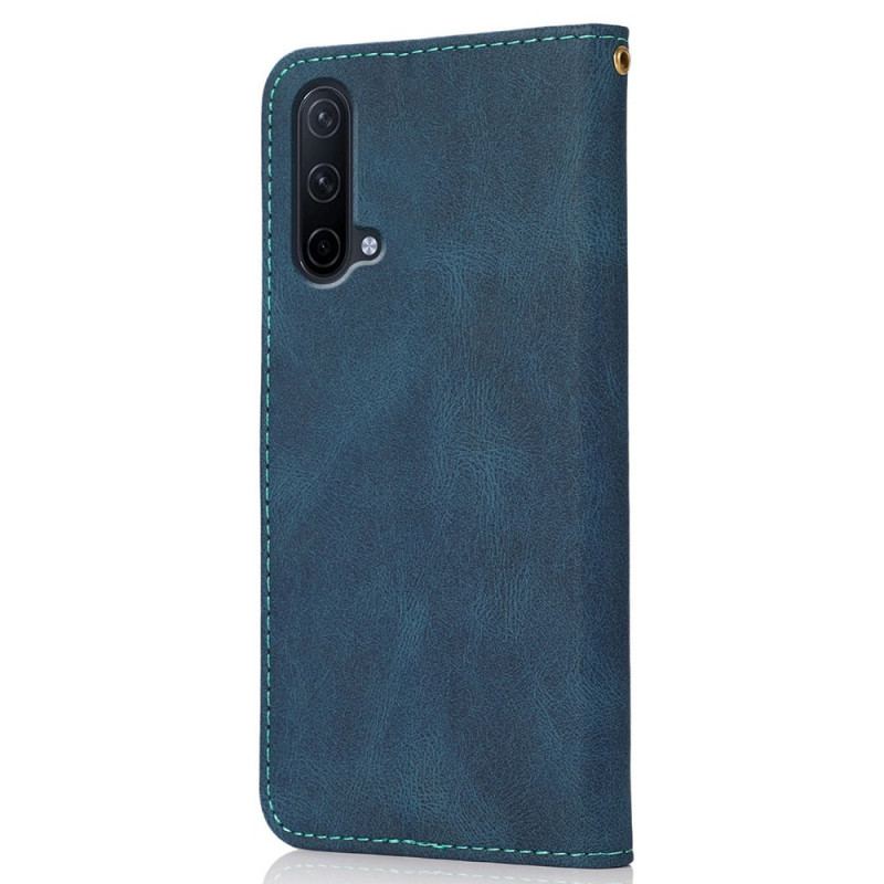 Flip Cover OnePlus Nord CE 5G Tofarvet Trekant Imiteret Læder
