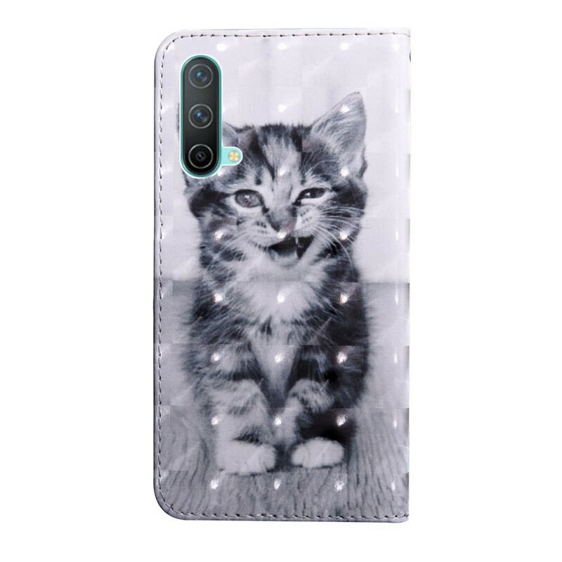 Læder Cover OnePlus Nord CE 5G Sort Og Hvid Kat