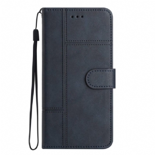 Flip Cover Samsung Galaxy A23 5G Med Snor Læder Effekt Strop Linjer