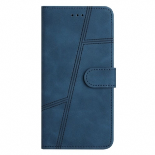 Flip Cover Samsung Galaxy A23 5G Med Snor Strappy Geometrisk Læderstil