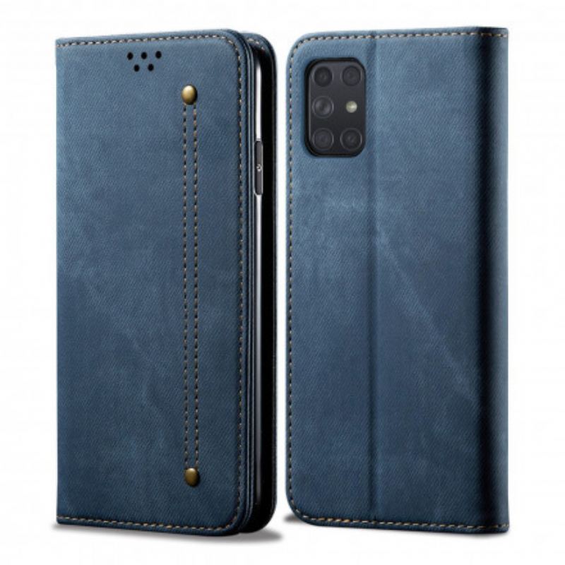 Cover Samsung Galaxy A72 4G / A72 5G Flip Cover Denim Stof