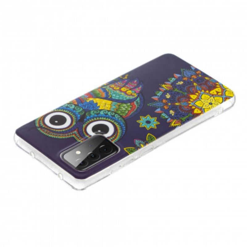 Cover Samsung Galaxy A72 4G / A72 5G Fluorescerende Ugle Mandala