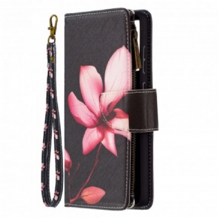 Flip Cover Samsung Galaxy A72 4G / A72 5G Blomsterlomme Med Lynlås