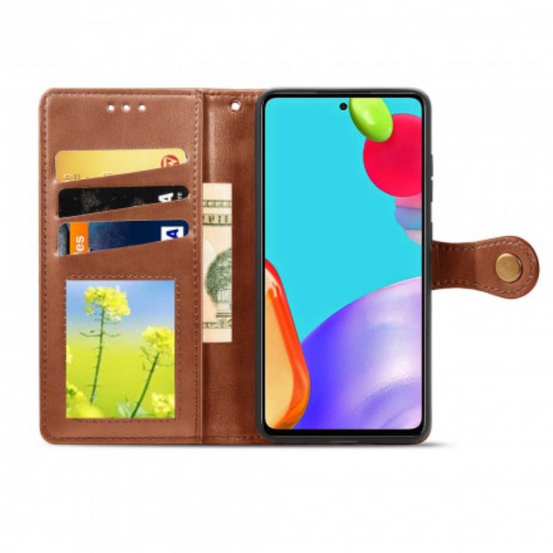 Flip Cover Samsung Galaxy A72 4G / A72 5G Kunstlæder Og Vintage Lås