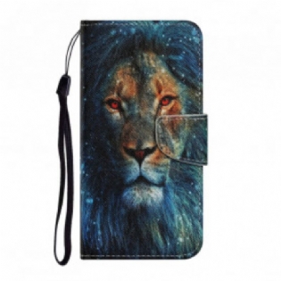 Flip Cover Samsung Galaxy A72 4G / A72 5G Løve Med Snor