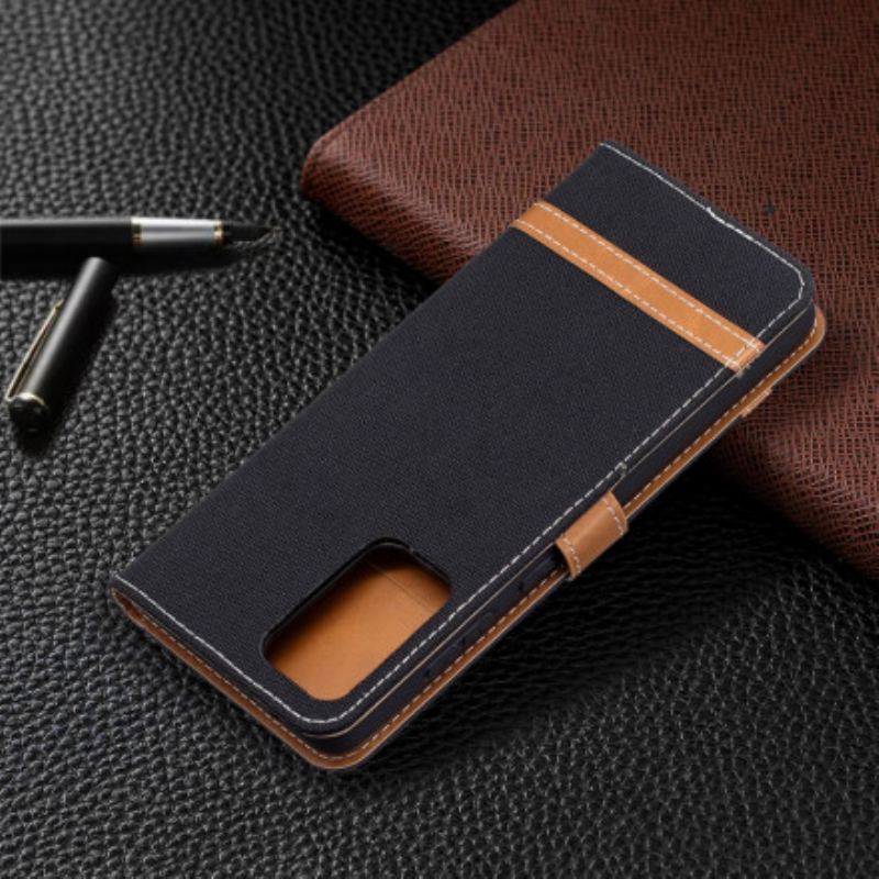 Flip Cover Samsung Galaxy A72 4G / A72 5G Stof Og Lædereffekt