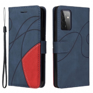 Flip Cover Samsung Galaxy A72 4G / A72 5G Tofarvet Signatur Imiteret Læder