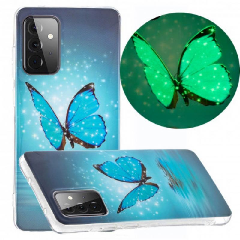 Mobilcover Samsung Galaxy A72 4G / A72 5G Fluorescerende Sommerfugle-serien