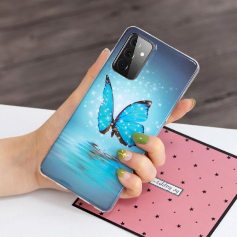 Mobilcover Samsung Galaxy A72 4G / A72 5G Fluorescerende Sommerfugle-serien