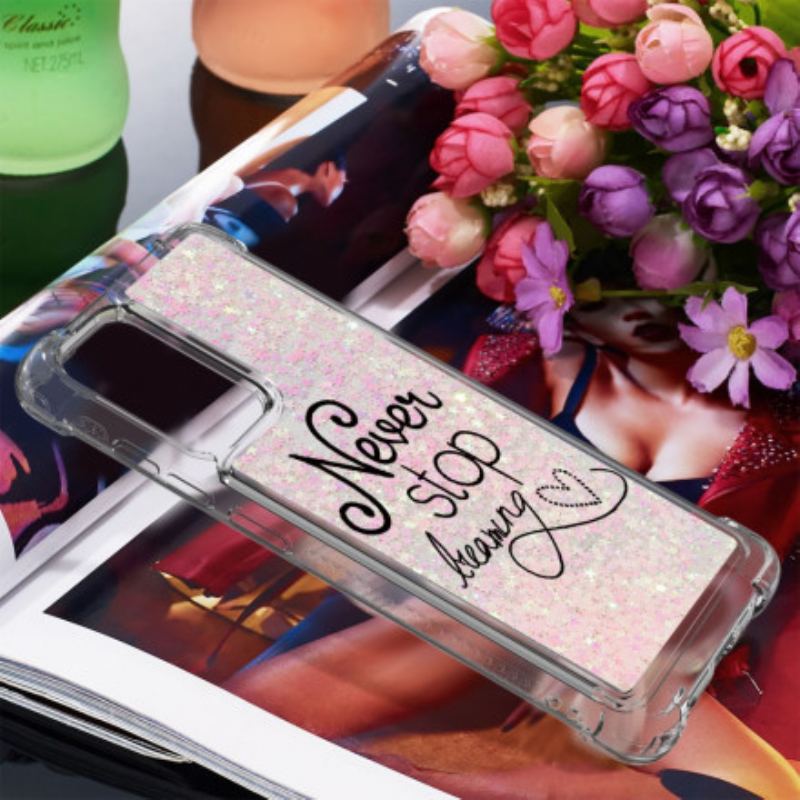 Mobilcover Samsung Galaxy A72 4G / A72 5G Stop Aldrig Med At Drømme Om Glitter