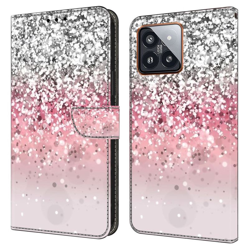 Læder Cover Xiaomi 14 Pro Gradient Glitter