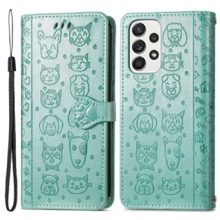 Flip Cover Samsung Galaxy M53 5G Animerede Dyr