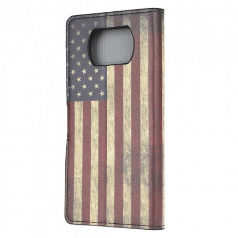 Flip Cover Poco X3 / X3 Pro / X3 NFC Amerikansk Flag