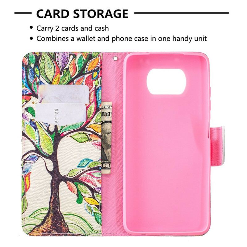 Flip Cover Poco X3 / X3 Pro / X3 NFC Farverigt Træ