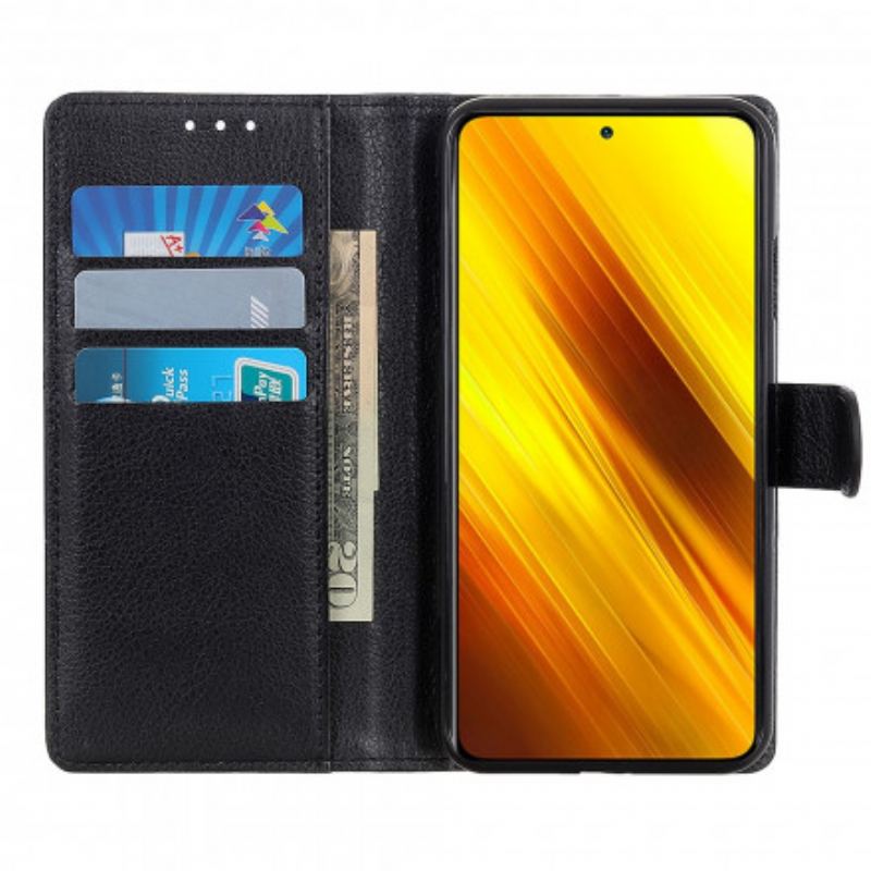 Flip Cover Poco X3 / X3 Pro / X3 NFC Litchi Imiteret Læder
