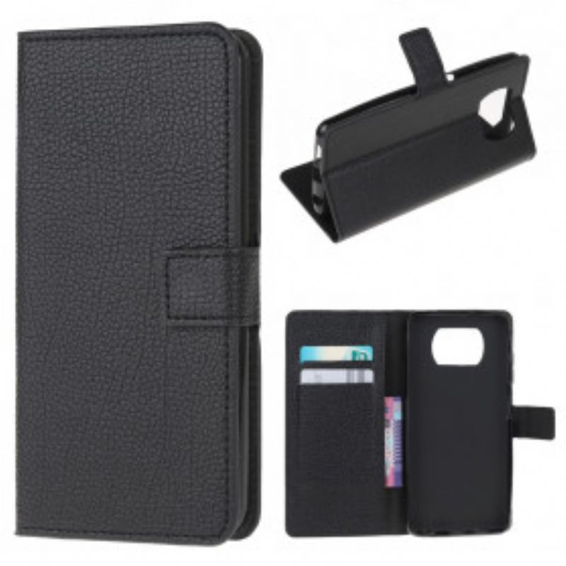 Flip Cover Poco X3 / X3 Pro / X3 NFC Litchi Korn Læder Effekt