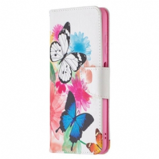 Flip Cover Poco X3 / X3 Pro / X3 NFC Malede Sommerfugle Og Blomster