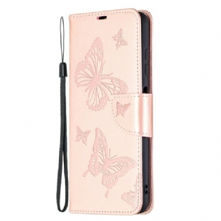 Flip Cover Poco X3 / X3 Pro / X3 NFC Med Snor Sommerfugle Trykt Strappy