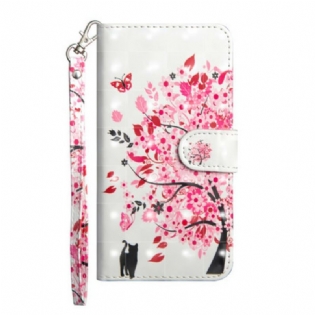 Flip Cover Poco X3 / X3 Pro / X3 NFC Pink Træ Og Sort Kat