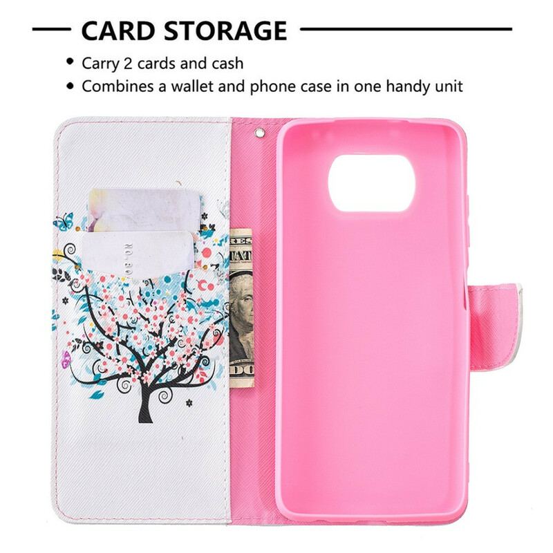 Læder Cover Poco X3 / X3 Pro / X3 NFC Blomstret Træ