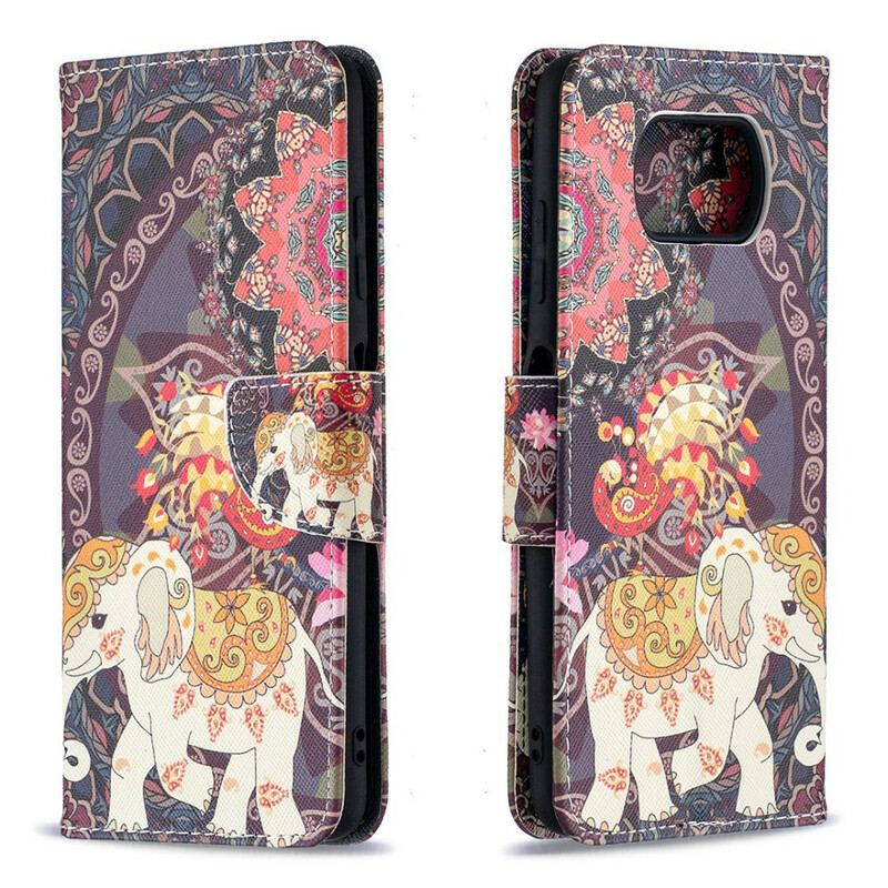 Læder Cover Poco X3 / X3 Pro / X3 NFC Indiske Elefanter