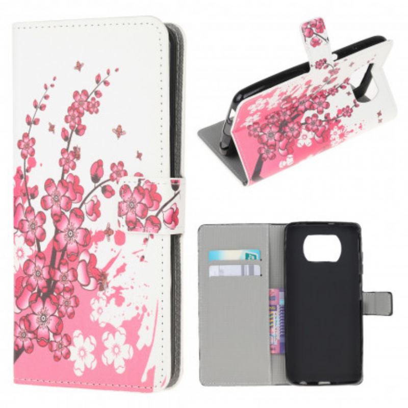 Læder Cover Poco X3 / X3 Pro / X3 NFC Tropiske Blomster