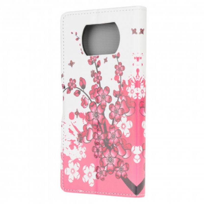 Læder Cover Poco X3 / X3 Pro / X3 NFC Tropiske Blomster