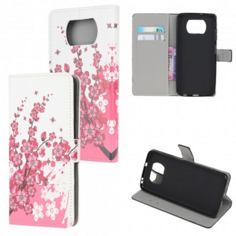 Læder Cover Poco X3 / X3 Pro / X3 NFC Tropiske Blomster