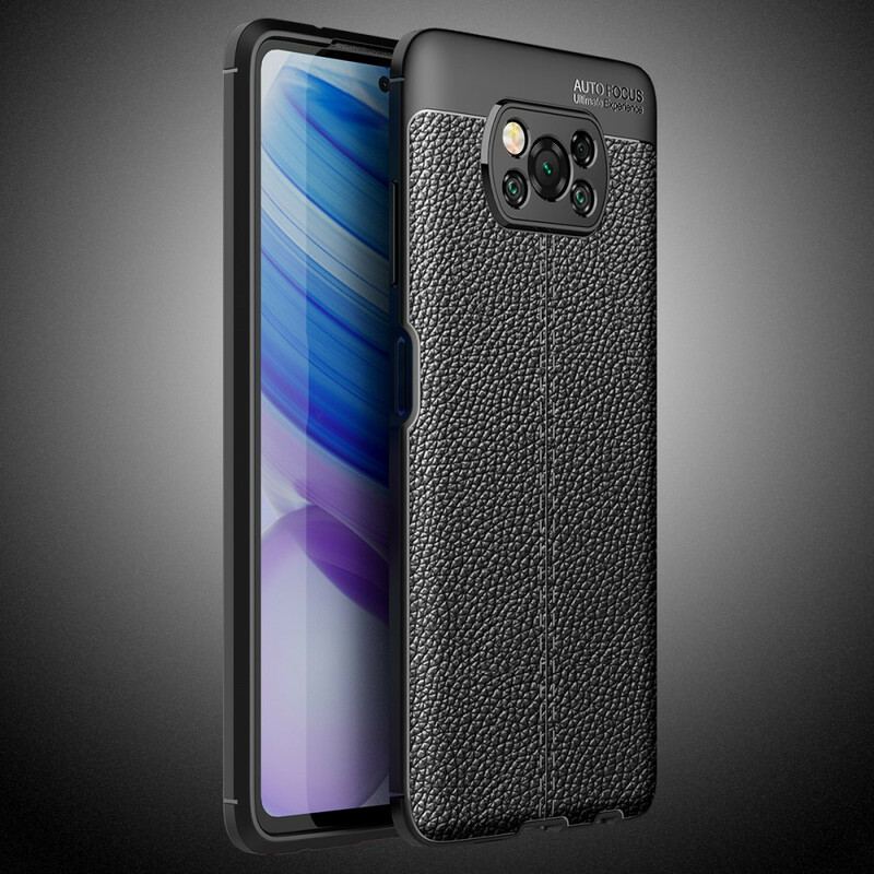 Mobilcover Poco X3 / X3 Pro / X3 NFC Dobbelt Linje Litchi Læder Effekt