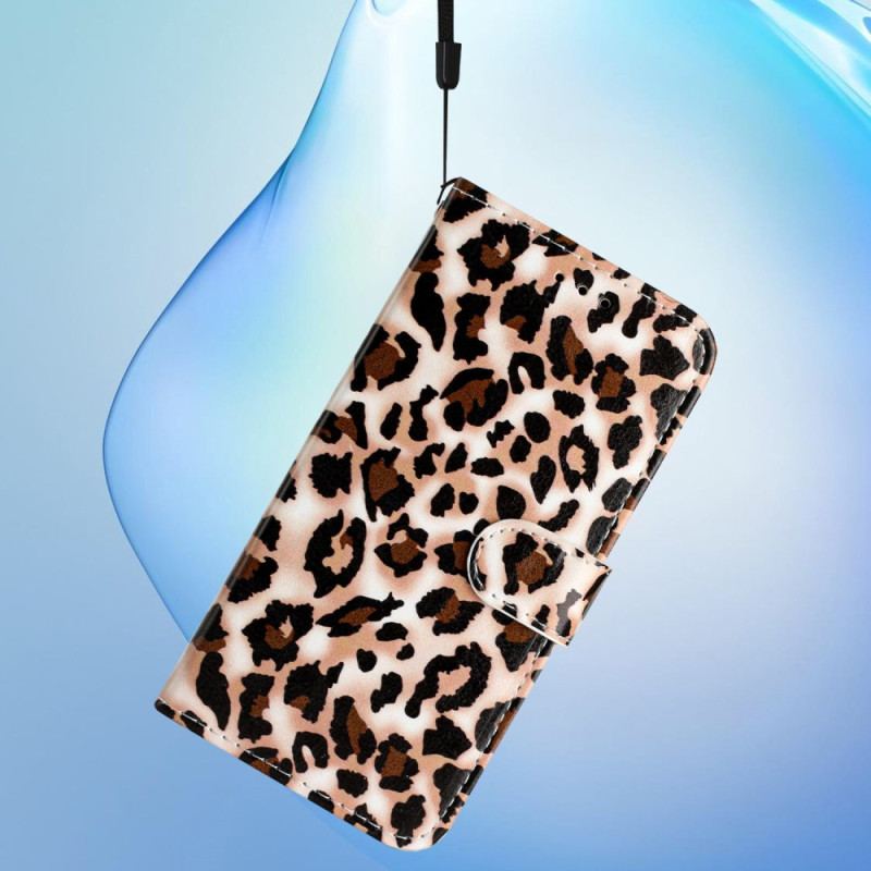 Flip Cover Poco C65 Strappy Med Leopardtryk