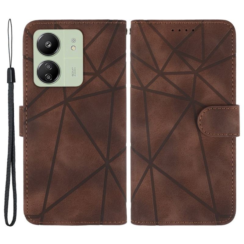 Læder Cover Poco C65 Telefon Etui Linjer