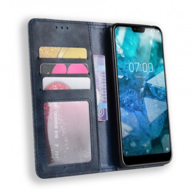 Cover Nokia 7.1 Flip Cover Stiliseret Vintage Lædereffekt