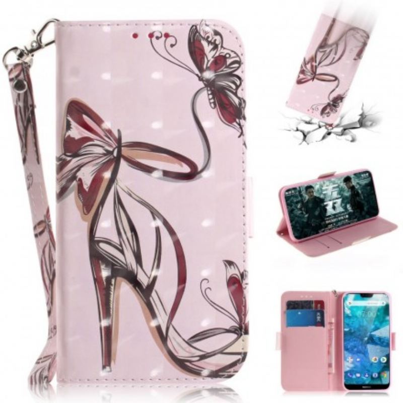 Flip Cover Nokia 7.1 Med Snor Strappy Pumpe