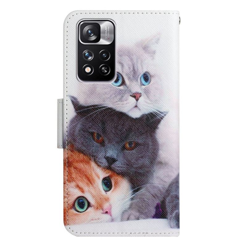 Flip Cover Xiaomi Redmi Note 11 Pro Plus 5G Bunke Af Lanyard Cats