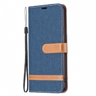 Flip Cover Xiaomi Redmi Note 11 Pro Plus 5G Med Snor Stof- Og Lædereffektrem