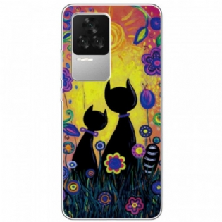 Cover Poco F4 Silikone Cats Grafik