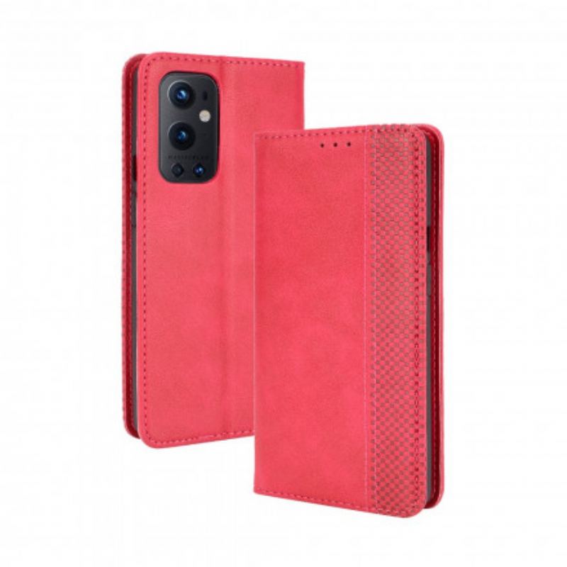 Cover OnePlus 9 Pro Flip Cover Stiliseret Vintage Lædereffekt