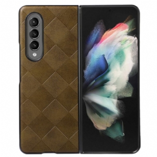 Cover Samsung Galaxy Z Fold 4 Imiteret Læder Ternet Mønster