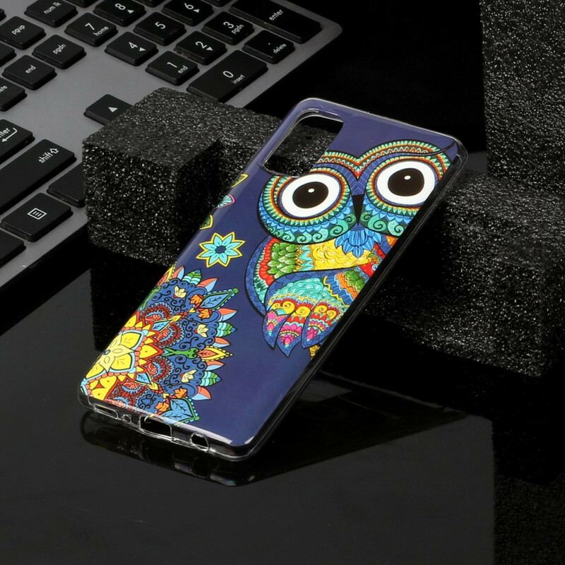 Cover Samsung Galaxy A41 Fluorescerende Ugle Mandala