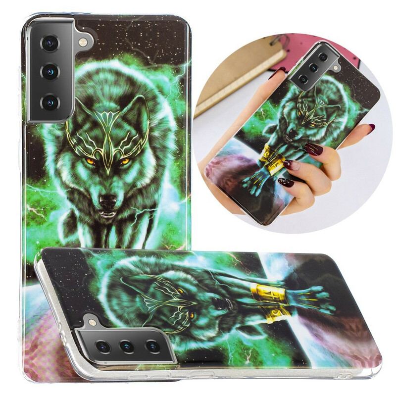 Cover Samsung Galaxy S21 5G Fluorescerende Wolf Series