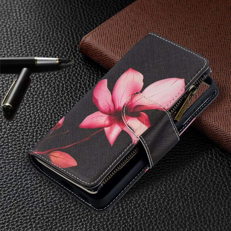 Flip Cover Samsung Galaxy S21 5G Blomsterlomme Med Lynlås