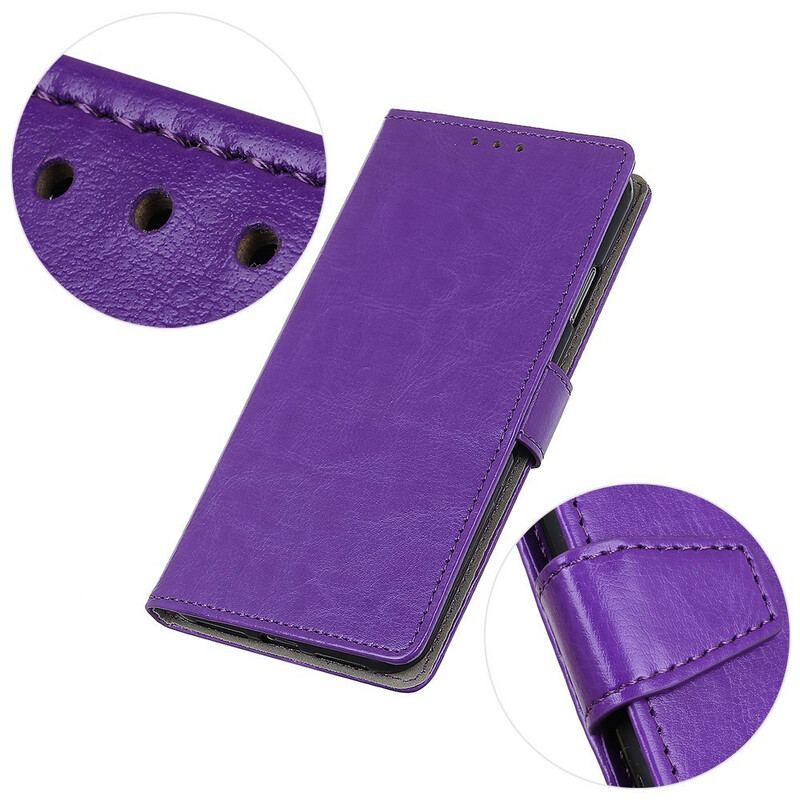 Flip Cover Samsung Galaxy S21 5G Enkel Skinnende Lædereffekt