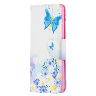 Flip Cover Samsung Galaxy S21 5G Malede Sommerfugle Og Blomster