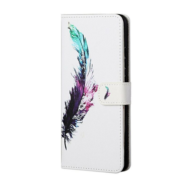 Flip Cover Samsung Galaxy S21 5G Med Snor Fjer Med Snor