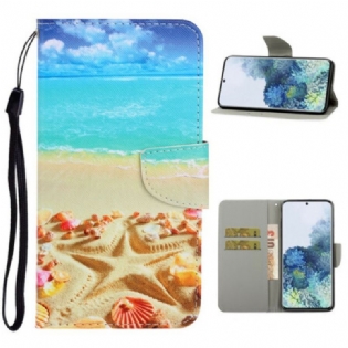Flip Cover Samsung Galaxy S21 5G Med Snor Lanyard Beach