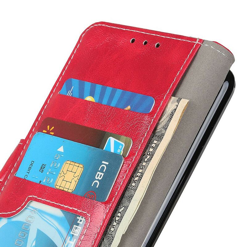 Flip Cover Samsung Galaxy S21 5G Skinnende Og Synlige Sømme
