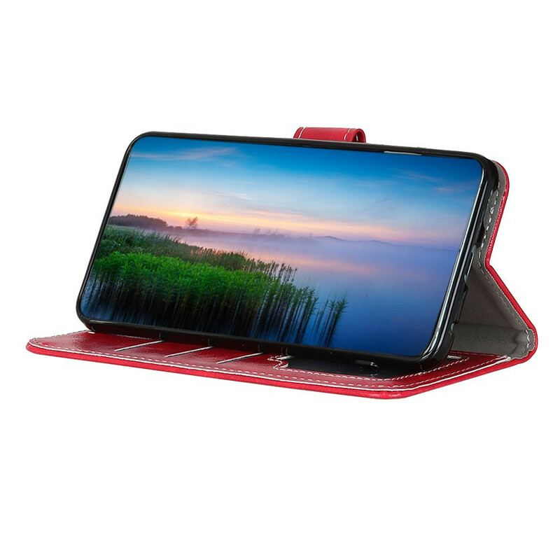 Flip Cover Samsung Galaxy S21 5G Skinnende Og Synlige Sømme